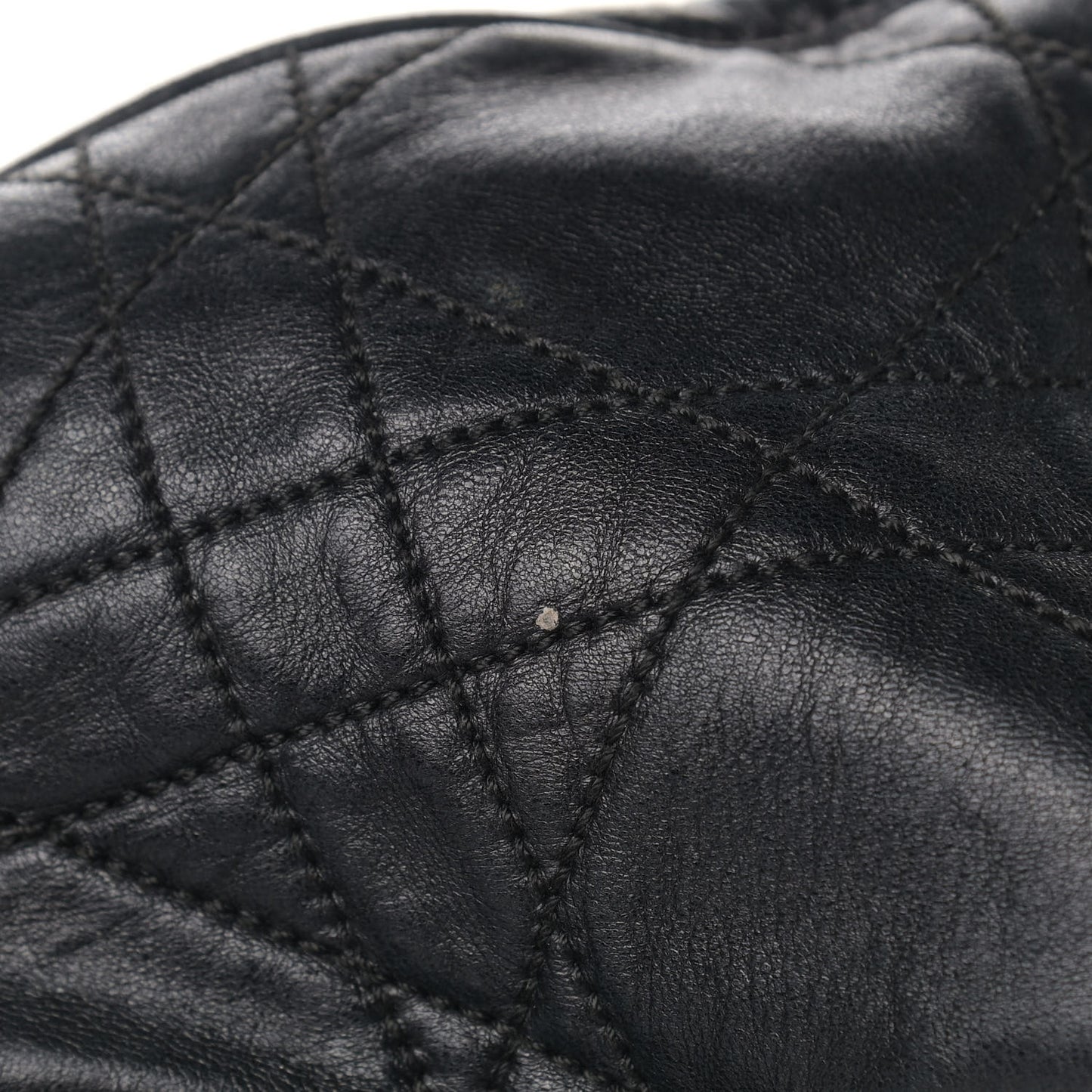 Lambskin Cannage Drawstring Bag Black