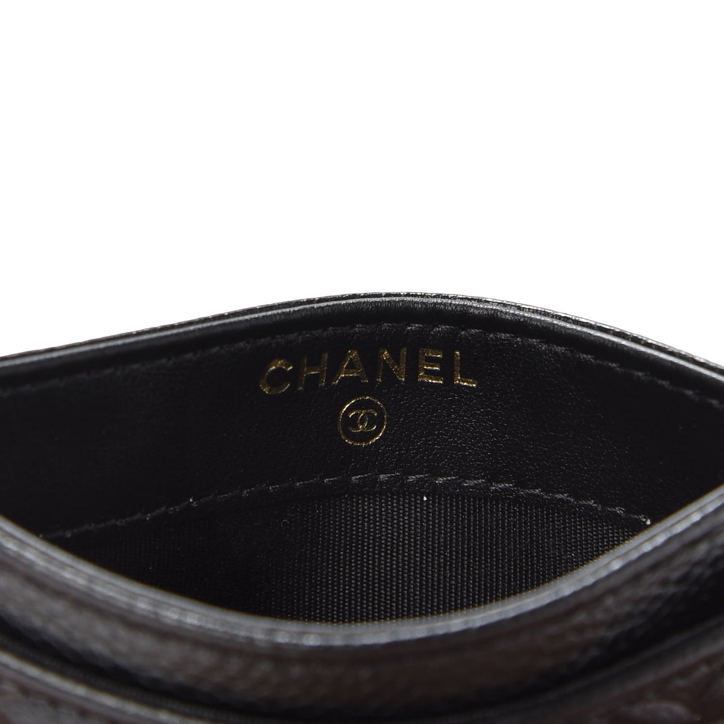 Caviar Camellia Embossed Card Holder Black