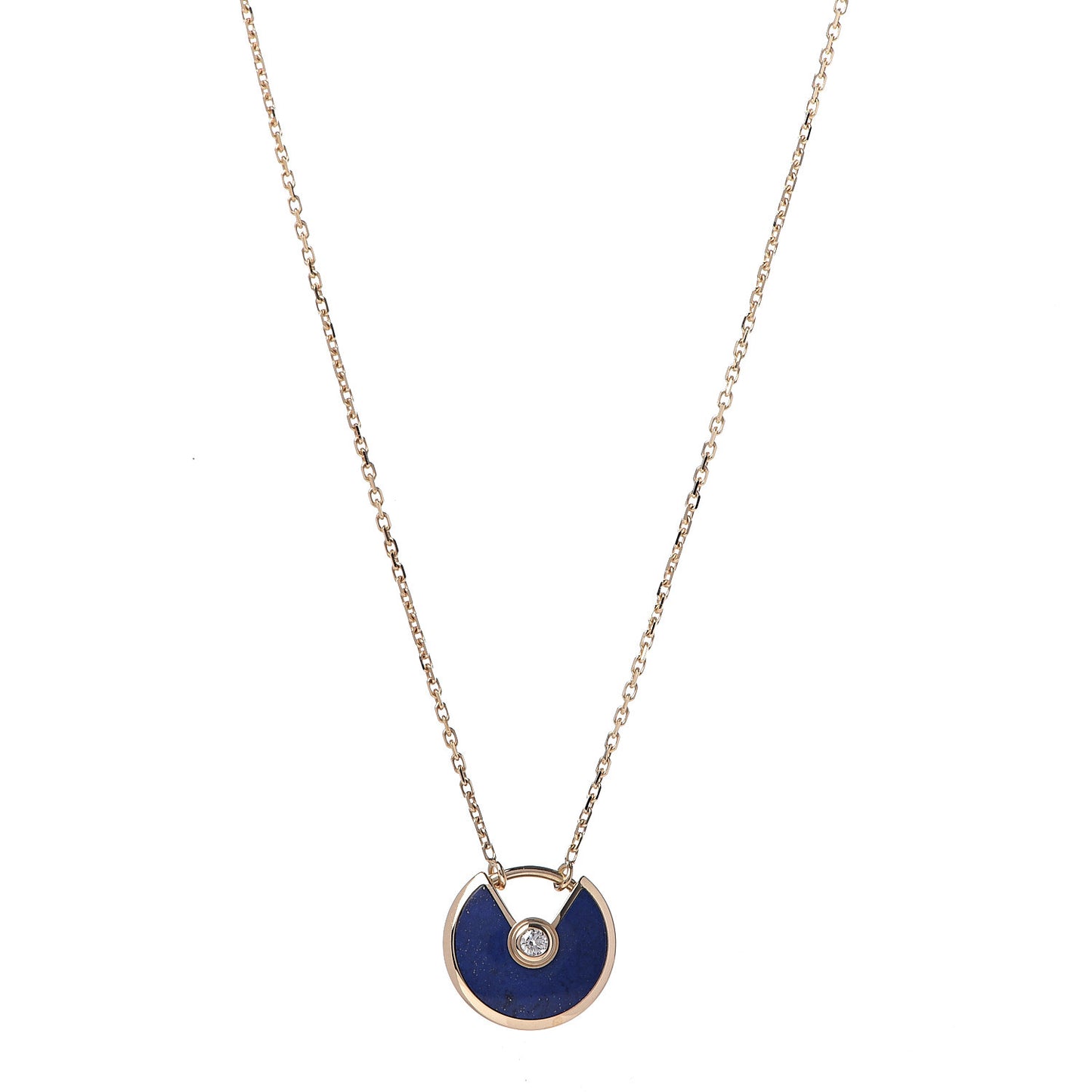 18K Yellow Gold Diamond Lapis Lazuli XS Amulette de Pendant Necklace