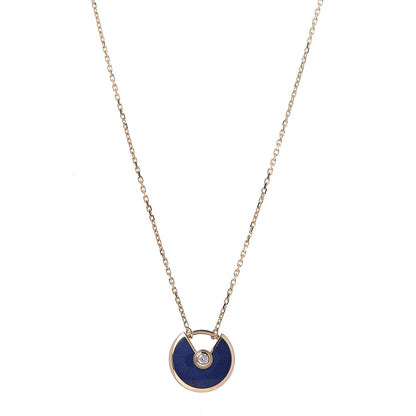 Cartier 18K Yellow Gold Diamond Lapis Lazuli XS Amulette de Pendant Necklace 1 of 6
