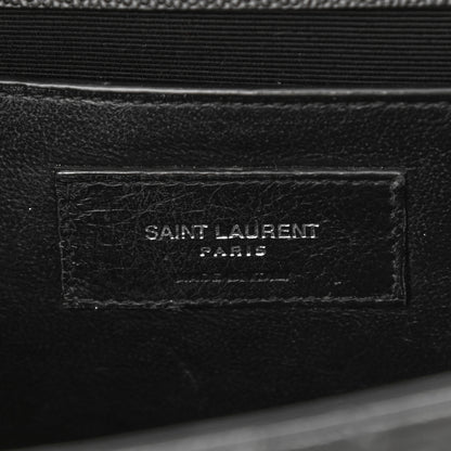 Saint Laurent Grain De Poudre Textured Mixed Matelasse Triquilt Medium Monogram Satchel Black 6 of 14