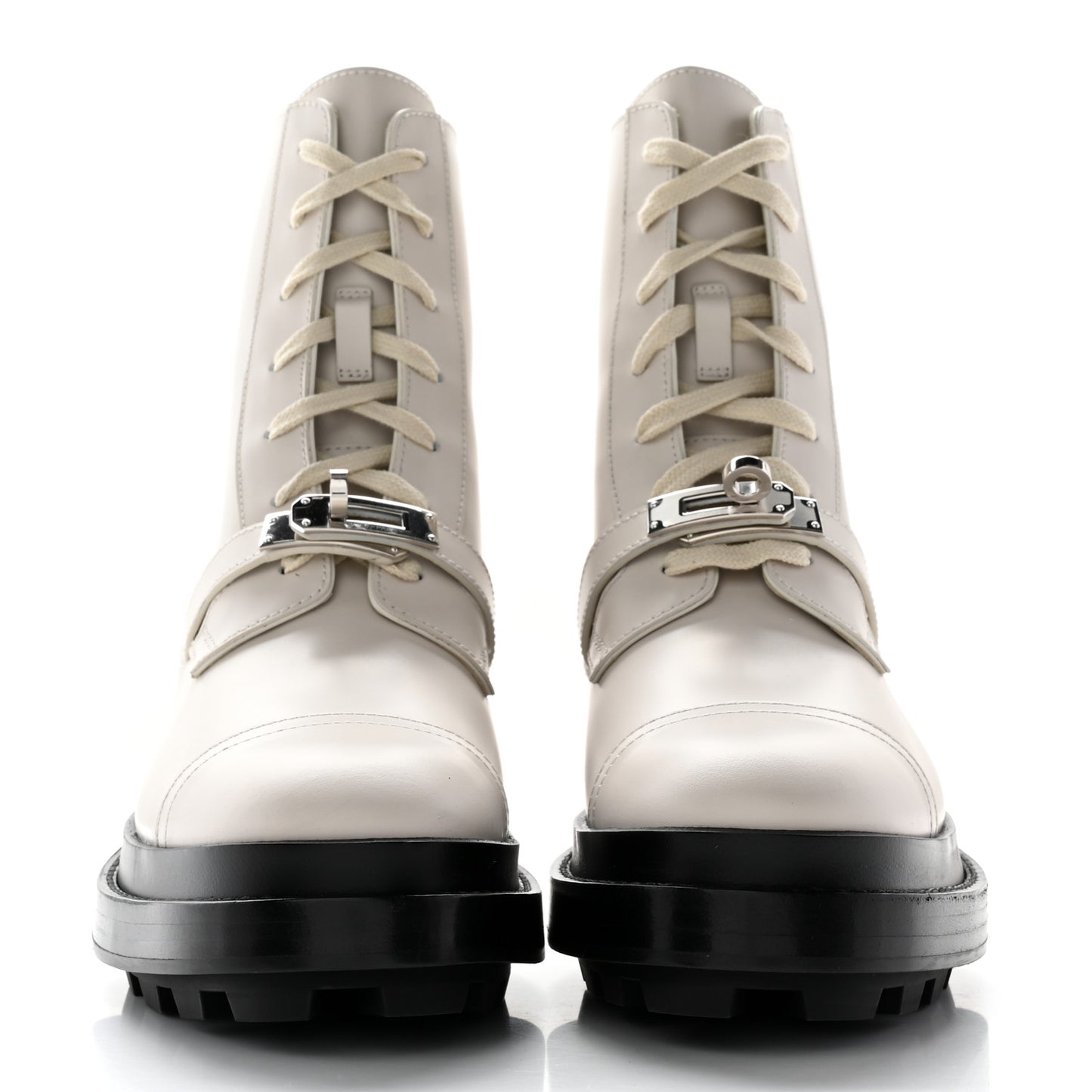 Glossed Calfskin Funk Ankle Boots 36 Beige Glaise