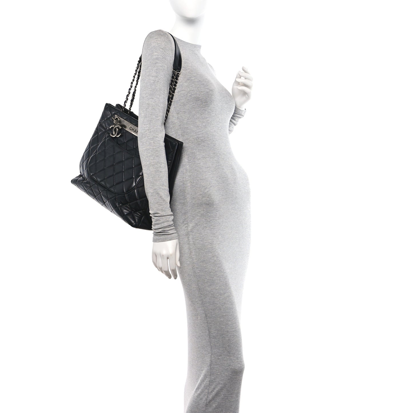 Lambskin Quilted Trendy CC Tote Black