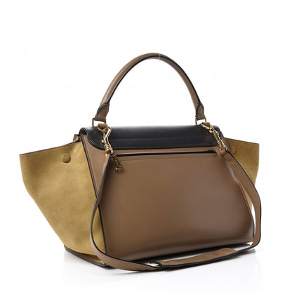 Celine Smooth Calfskin Suede Medium Tri-Color Trapeze Olive 3 of 16