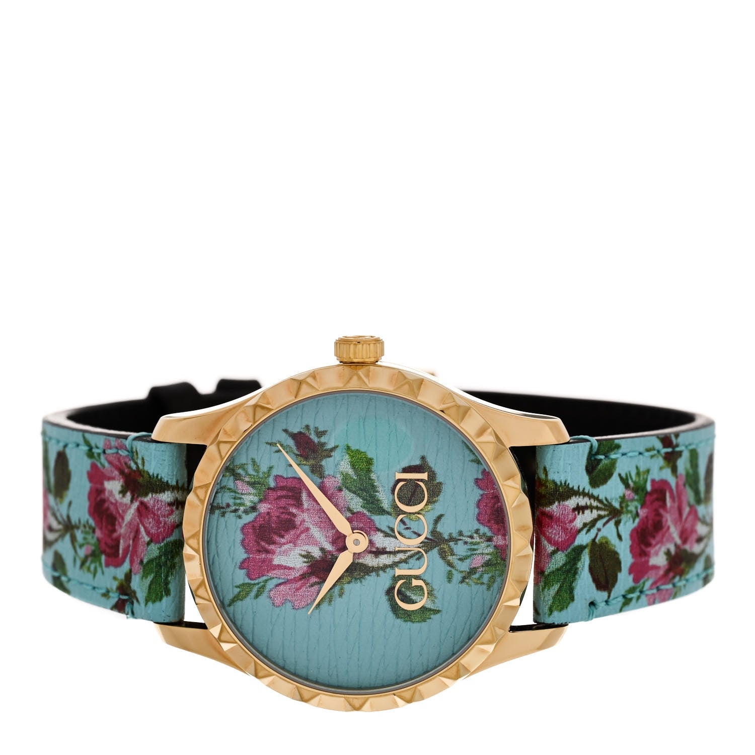 Gucci Stainless Steel Calfskin 38mm G-Timeless Floral Quartz Watch Blue 2 of 5