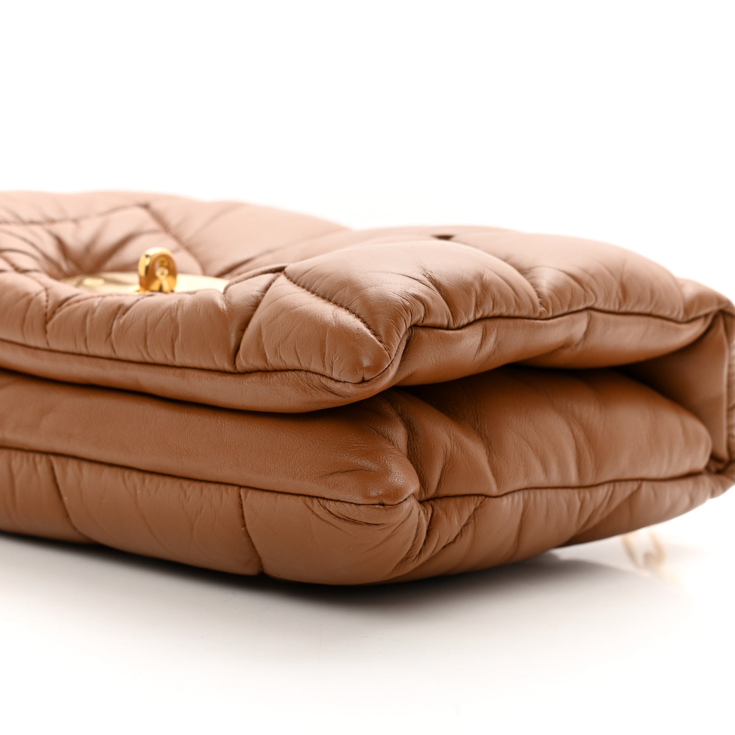 Nappa Pillow Quilted Little Softie Bag Tobacco Brown