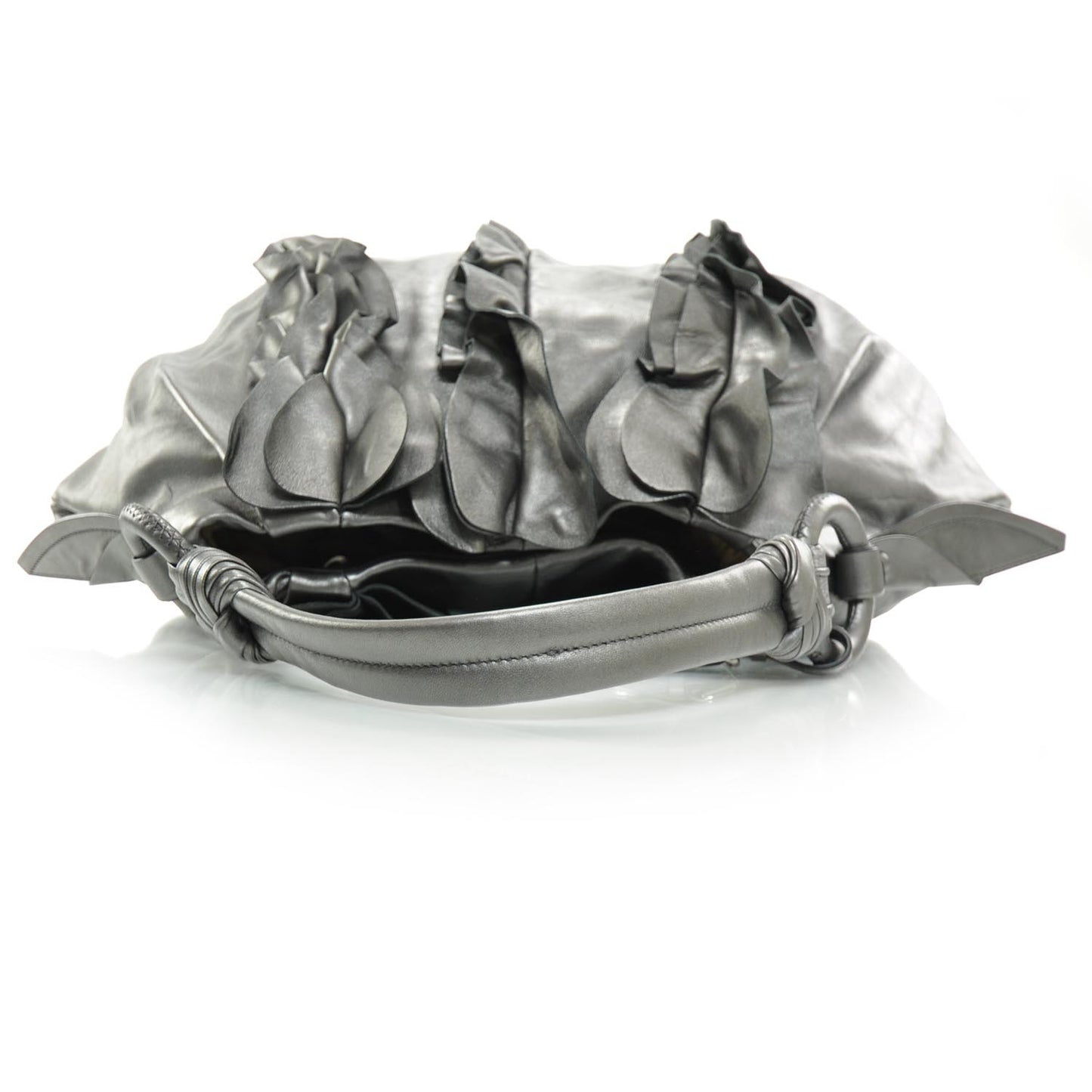 Nappa Ruffle Hobo Silver