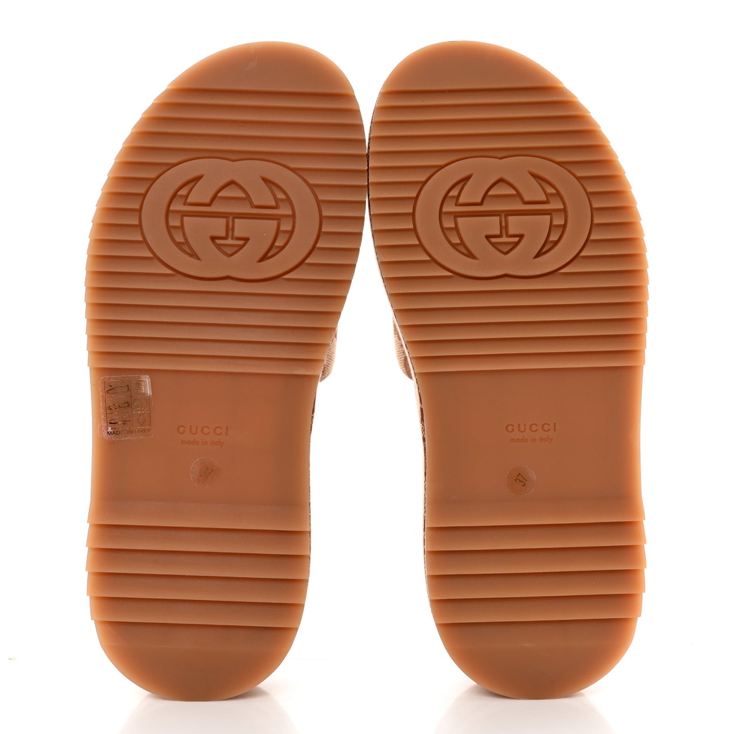 Canvas GG Monogram Angelina Platform Slide Sandals 37 Beige Ruggine