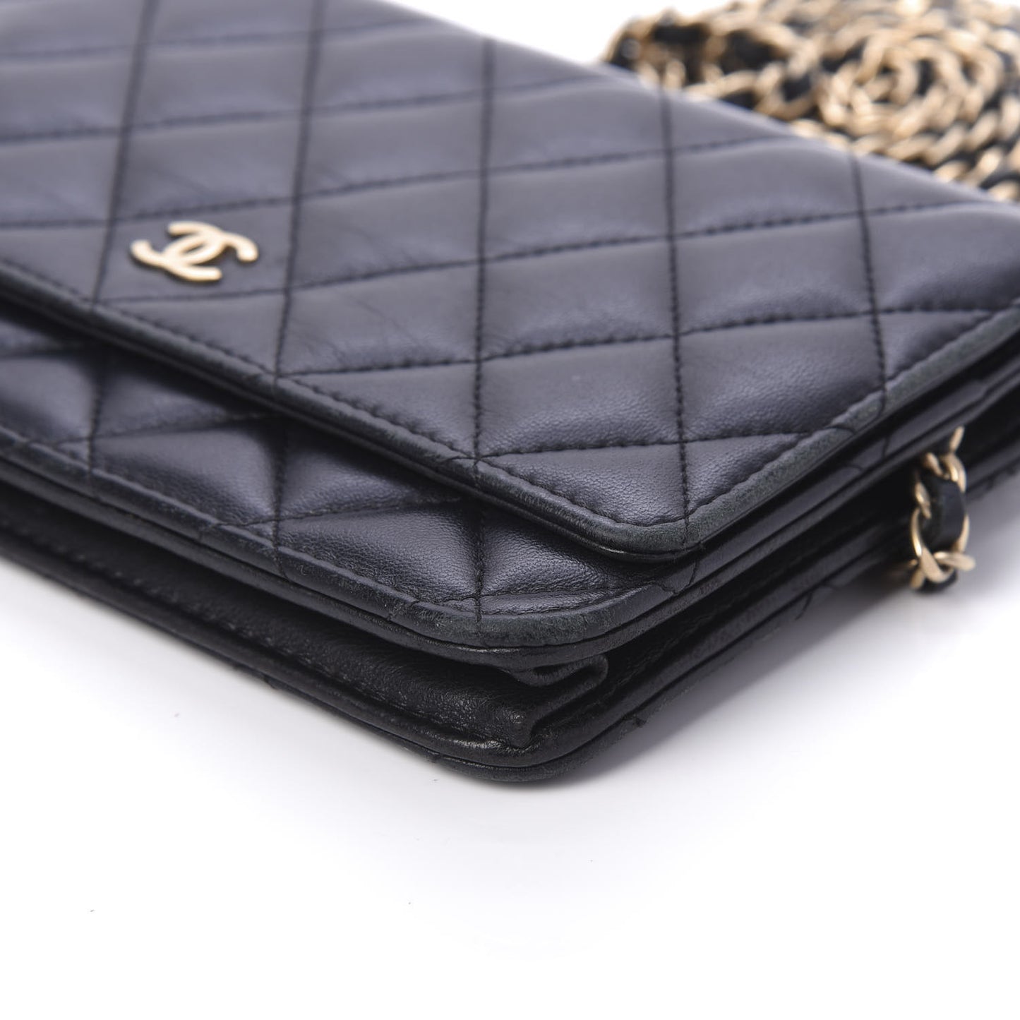 Lambskin Quilted Wallet On Chain WOC Black