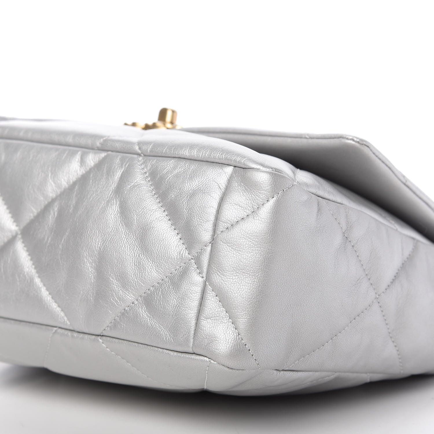 Chanel Metallic Goatskin Quilted Large Chanel 19 Flap Silver 7 of 10