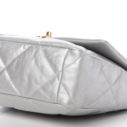 Chanel Metallic Goatskin Quilted Large Chanel 19 Flap Silver 7 of 10