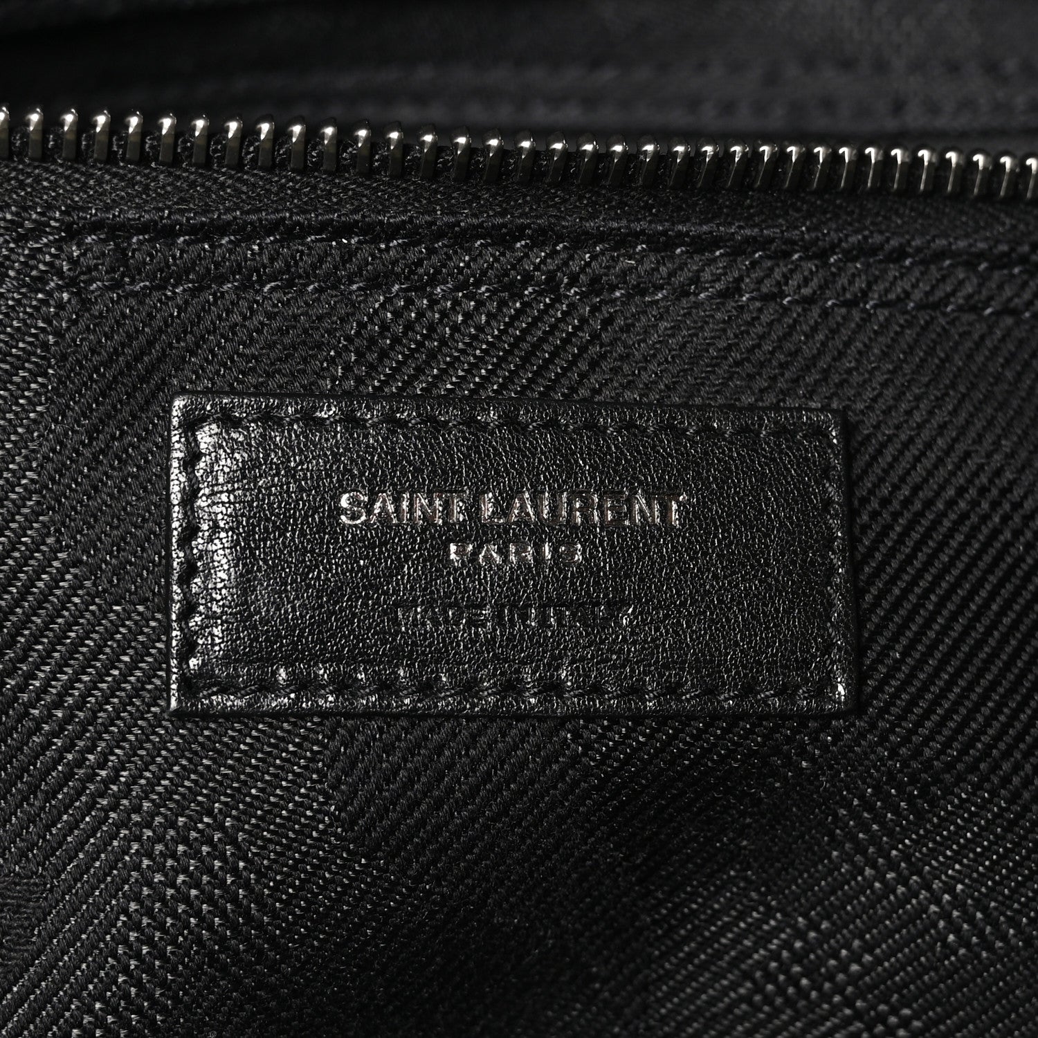 Saint Laurent Linen Calfskin Camouflage Rive Gauche Tote Black 6 of 12