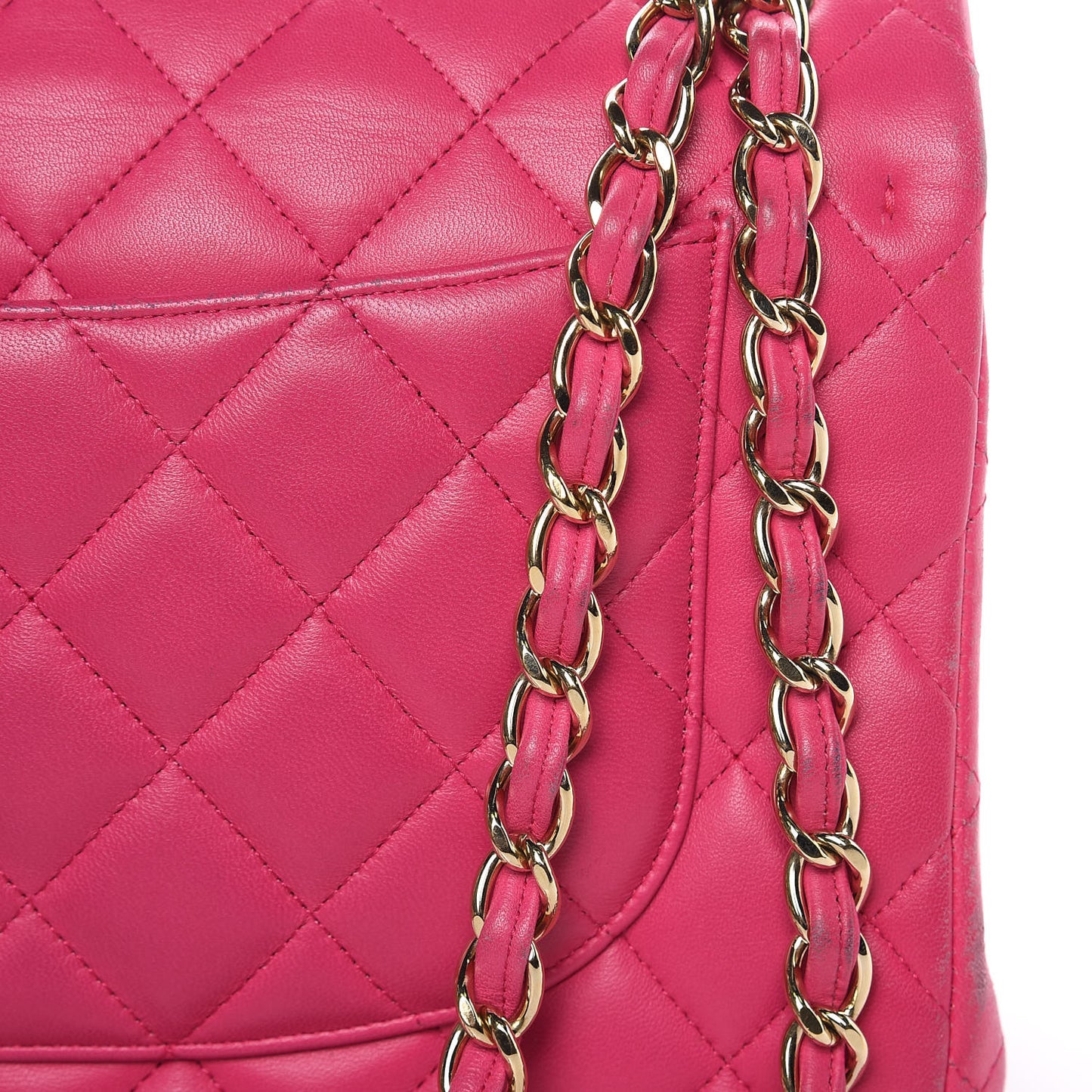 Lambskin Quilted Jumbo Double Flap Fuchsia