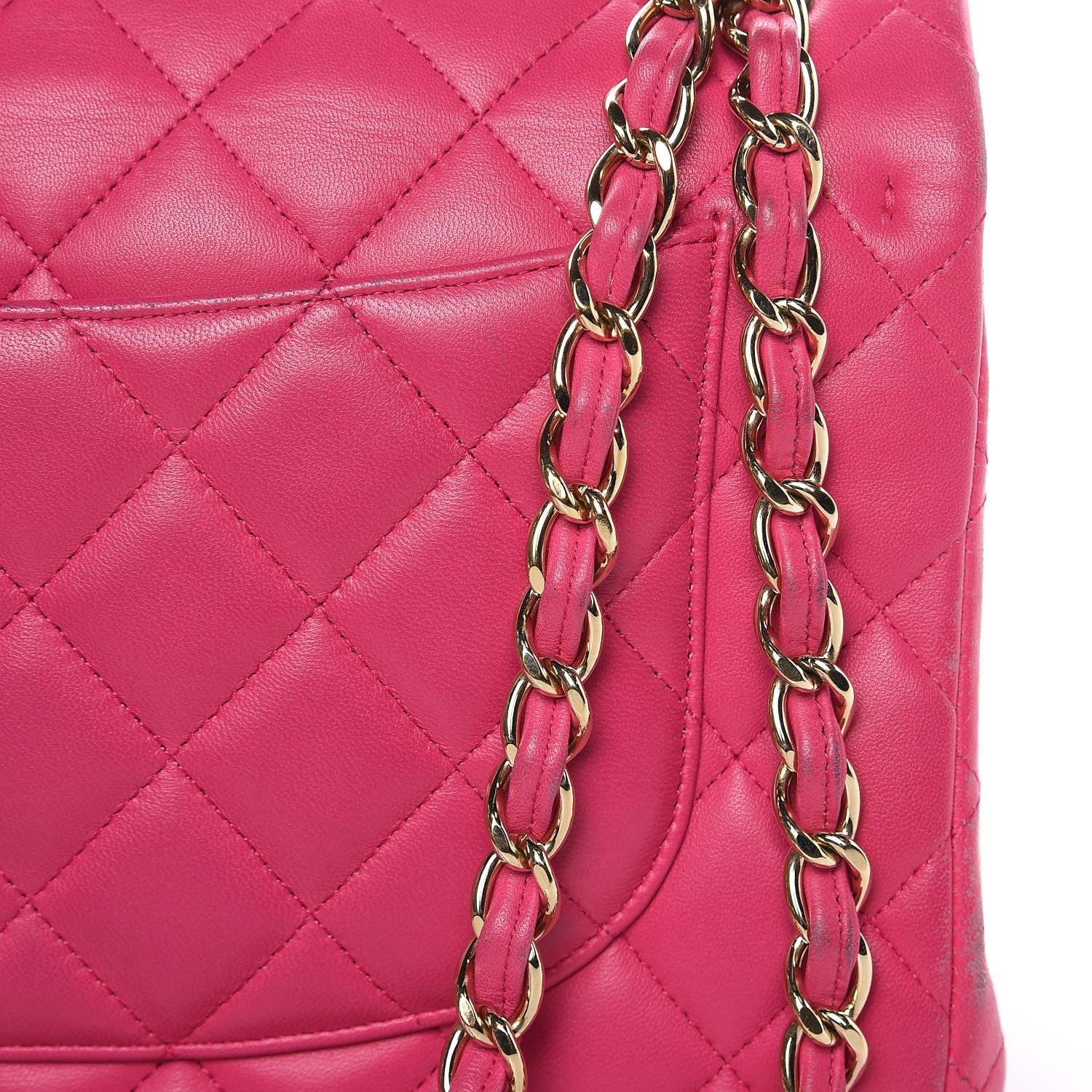 Chanel Lambskin Quilted Jumbo Double Flap Fuchsia 17 of 23