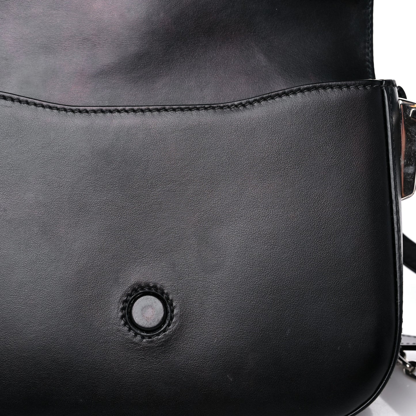 Nylon Calfskin Identity Shoulder Bag Black