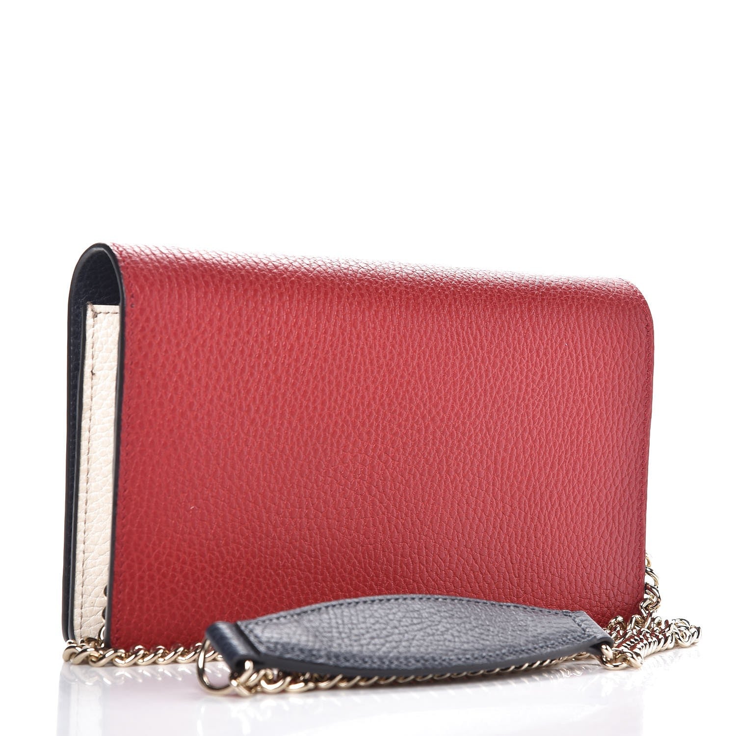 Gucci Dollar Calfskin Soho Wallet On Chain Hibiscus Red Mystic White Blue 3 of 7