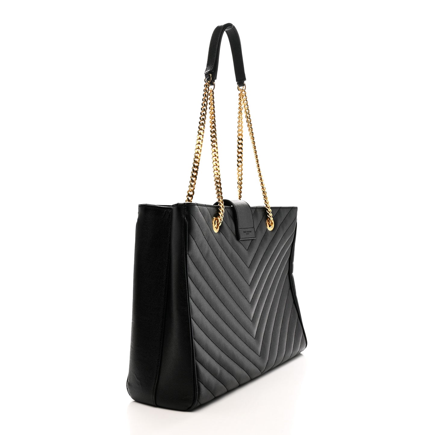 Grain De Poudre Matelasse Chevron Monogram Shopping Bag Black