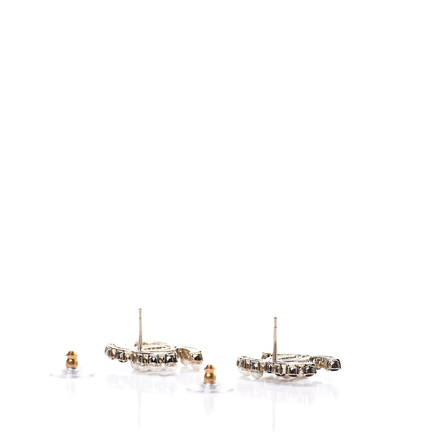 Chanel Resin Pearl CC Dazzling Domino Earrings Gold Black 3 of 6