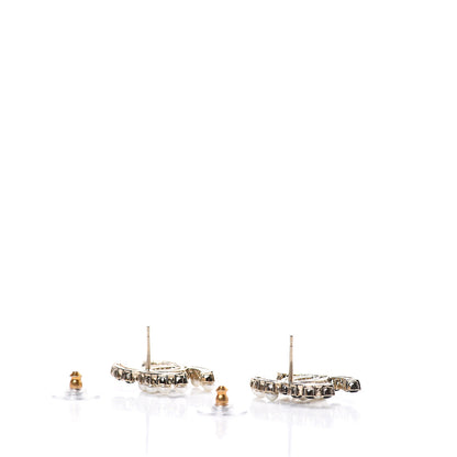 Chanel Resin Pearl CC Dazzling Domino Earrings Gold Black 3 of 6