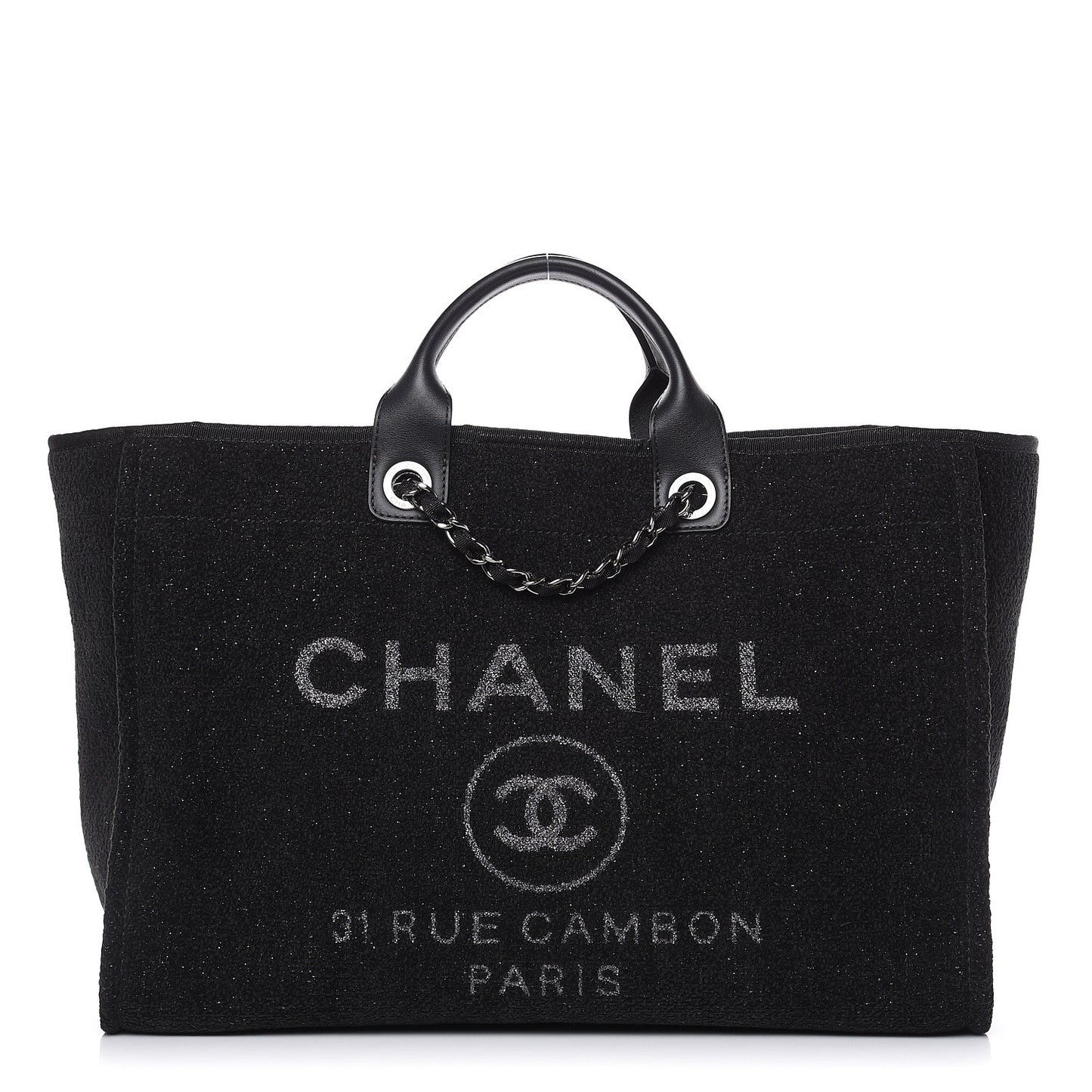 Lurex Boucle Large Deauville Tote Black