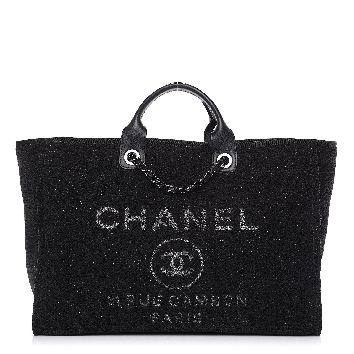 Chanel Lurex Boucle Large Deauville Tote Black 1 of 10