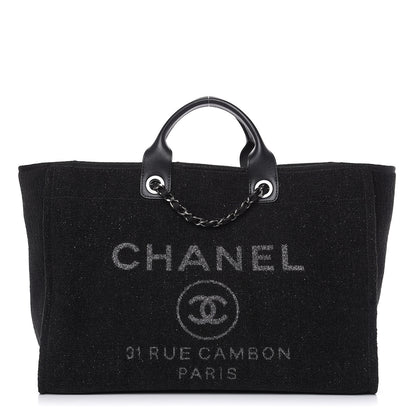 Chanel Lurex Boucle Large Deauville Tote Black 1 of 10