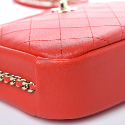 Chanel Goatskin Quilted Large Casual Trip Camera Case Bag Red 8 of 9