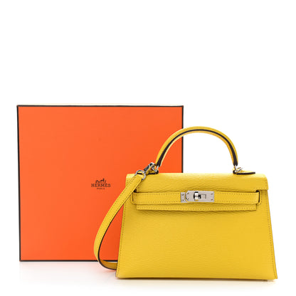 Hermes Chevre Mysore Verso Mini Kelly Sellier 20 Jaune De Naples Gold 12 of 12
