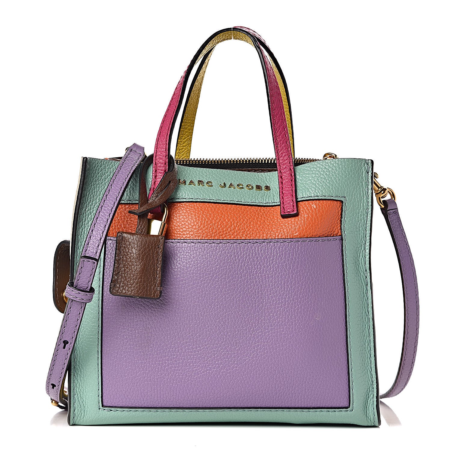 Marc Jacobs Grained Calfskin Colorblock Mini Grind Tote Surf Multi 1 of 12