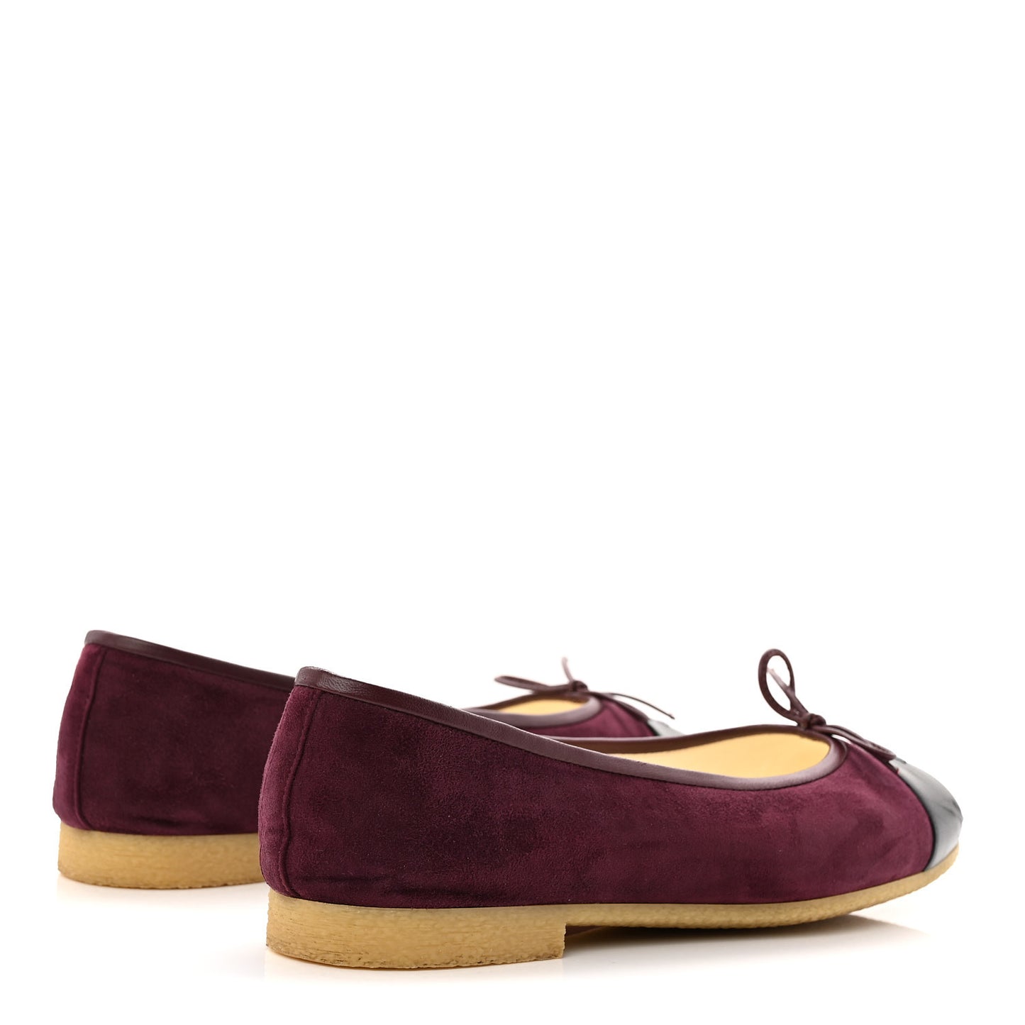 Suede Lambskin Cap Toe CC Ballerina Flats 41 Burgundy Black