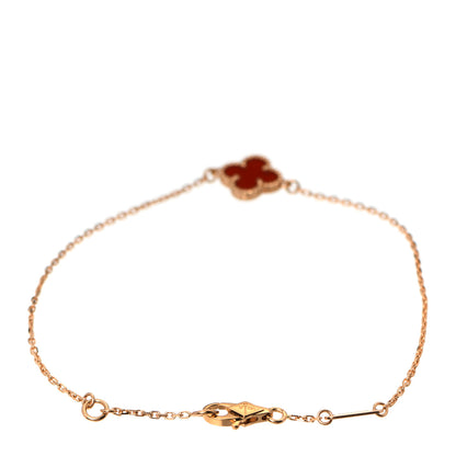 Van Cleef & Arpels 18K Rose Gold Carnelian Sweet Alhambra Bracelet 3 of 5