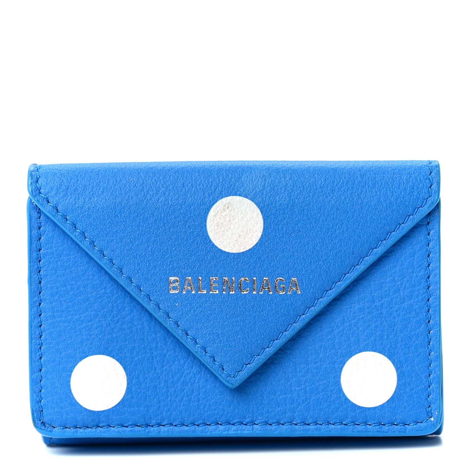 Balenciaga Calfskin Polka Dot Mini Papier Wallet Blue White 1 of 12