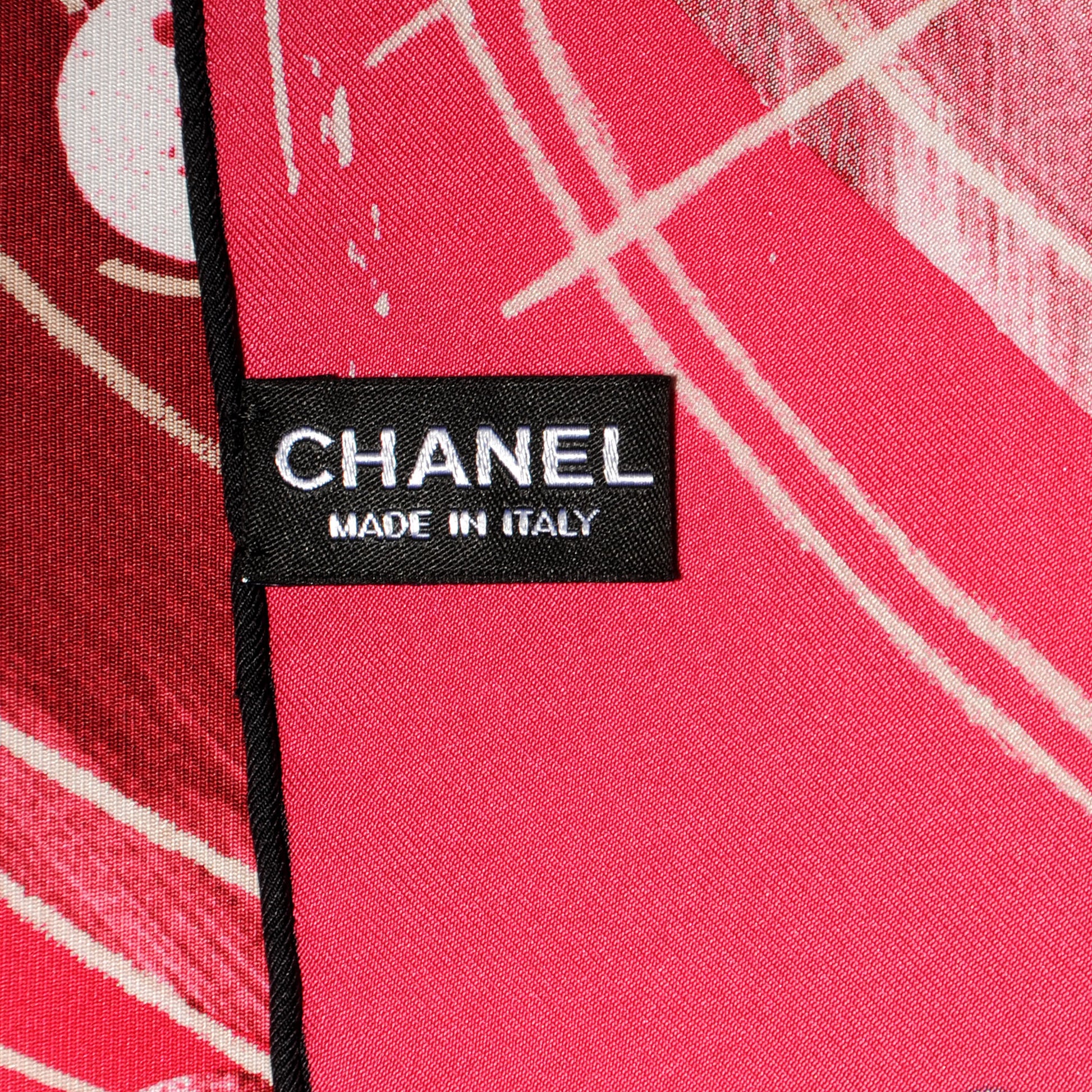 Chanel Silk Camellia Pearl Scarf Pink 4 of 5