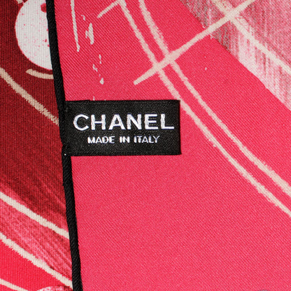 Chanel Silk Camellia Pearl Scarf Pink 4 of 5