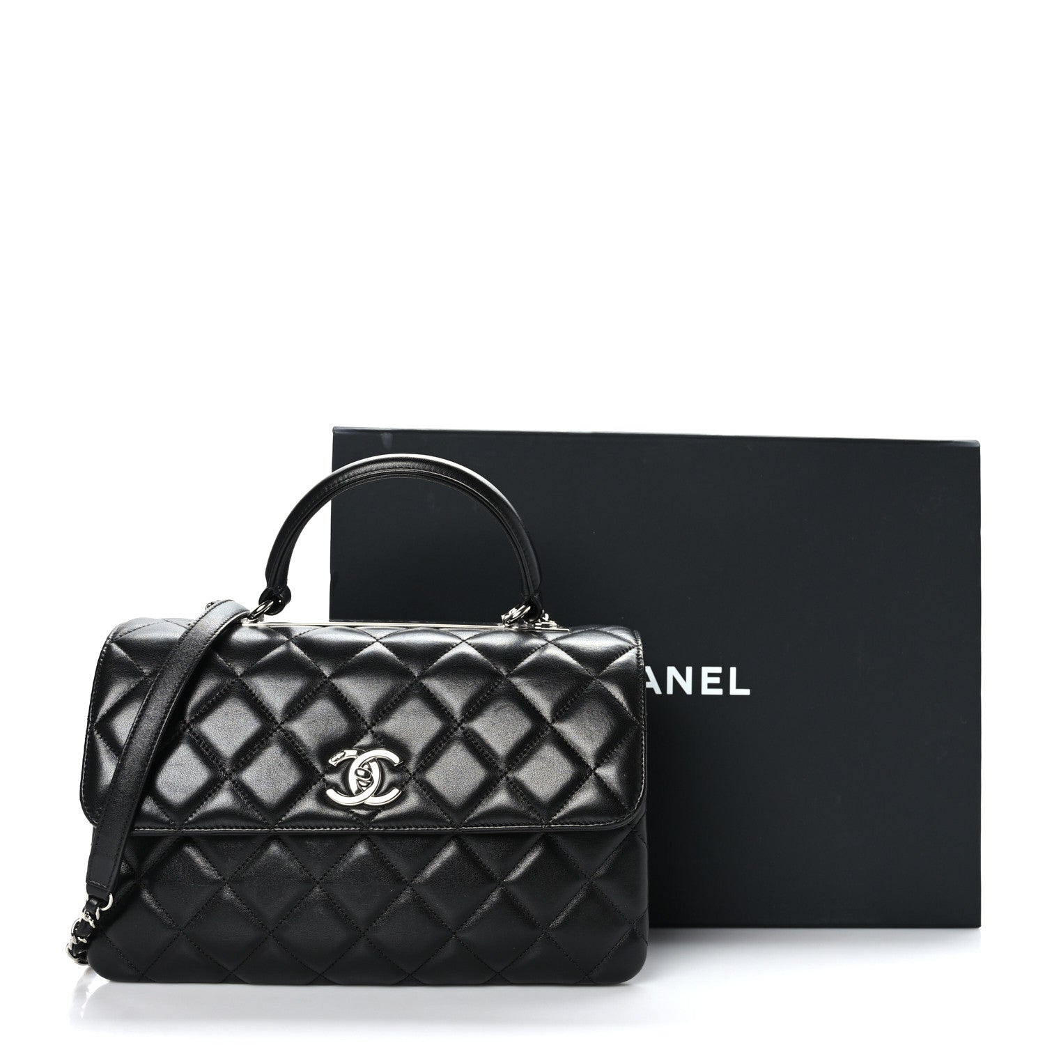 Chanel Lambskin Quilted Medium Trendy CC Flap Dual Handle Bag Black 10 of 10