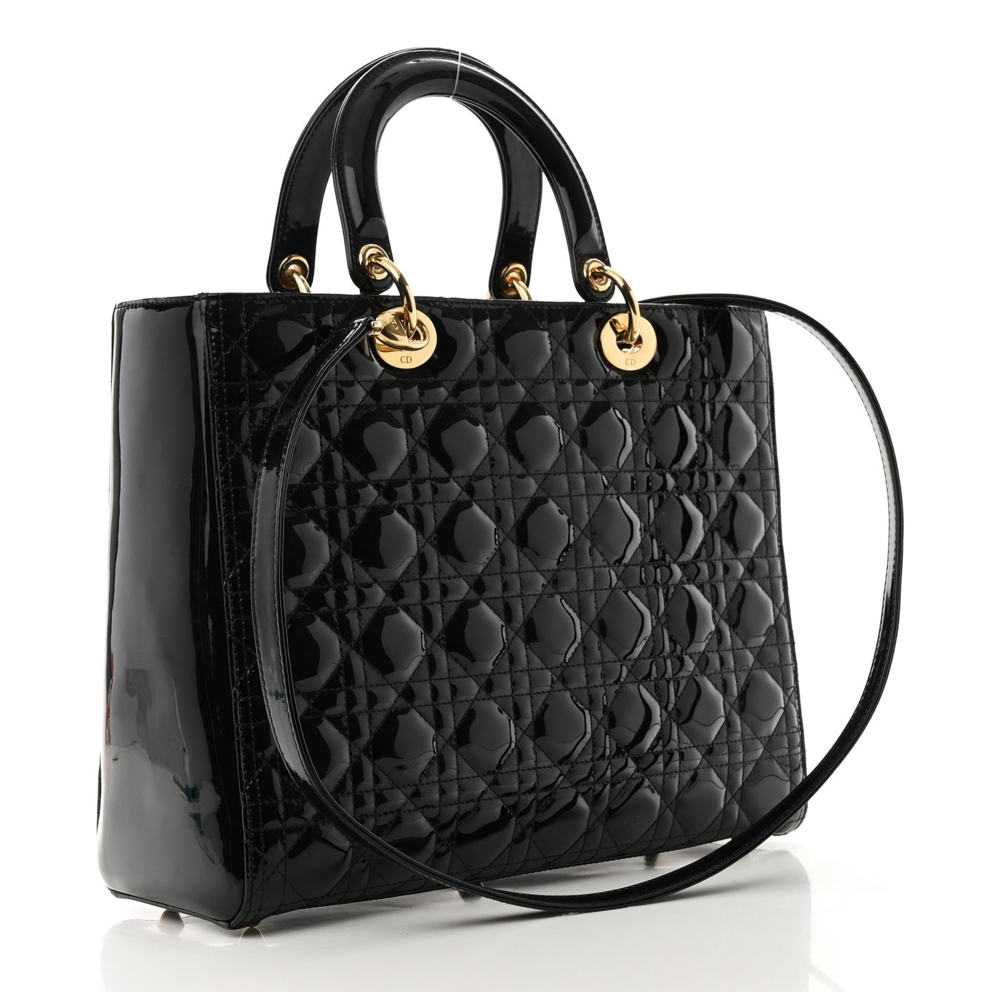 Patent Cannage Large Lady Dior Black