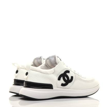 Chanel Calfskin Mesh Lycra Suede Womens Logo Sneakers 38 White 4 of 10