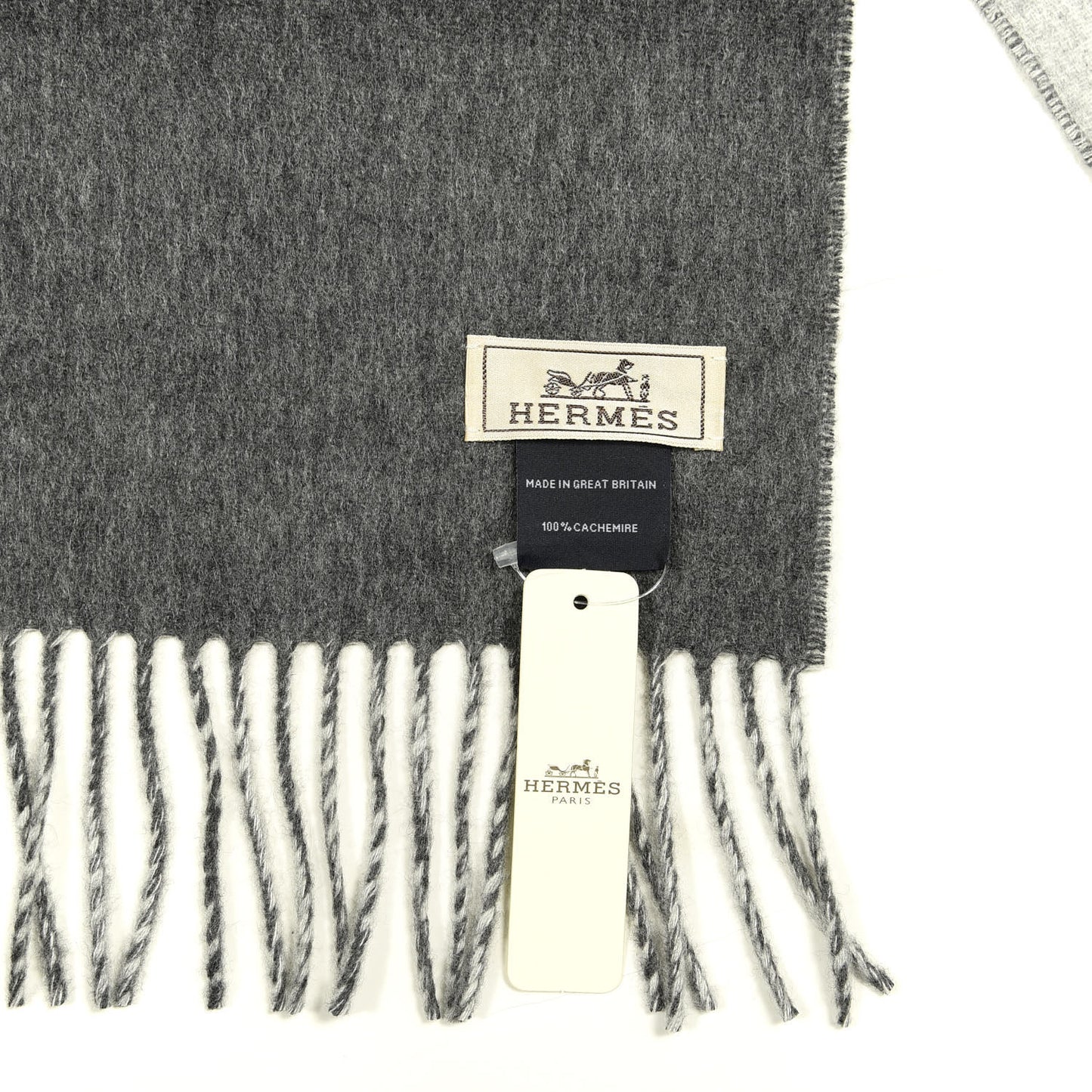 Cashmere Recto Verso Muffler Gris Clair Chiné Flanelle
