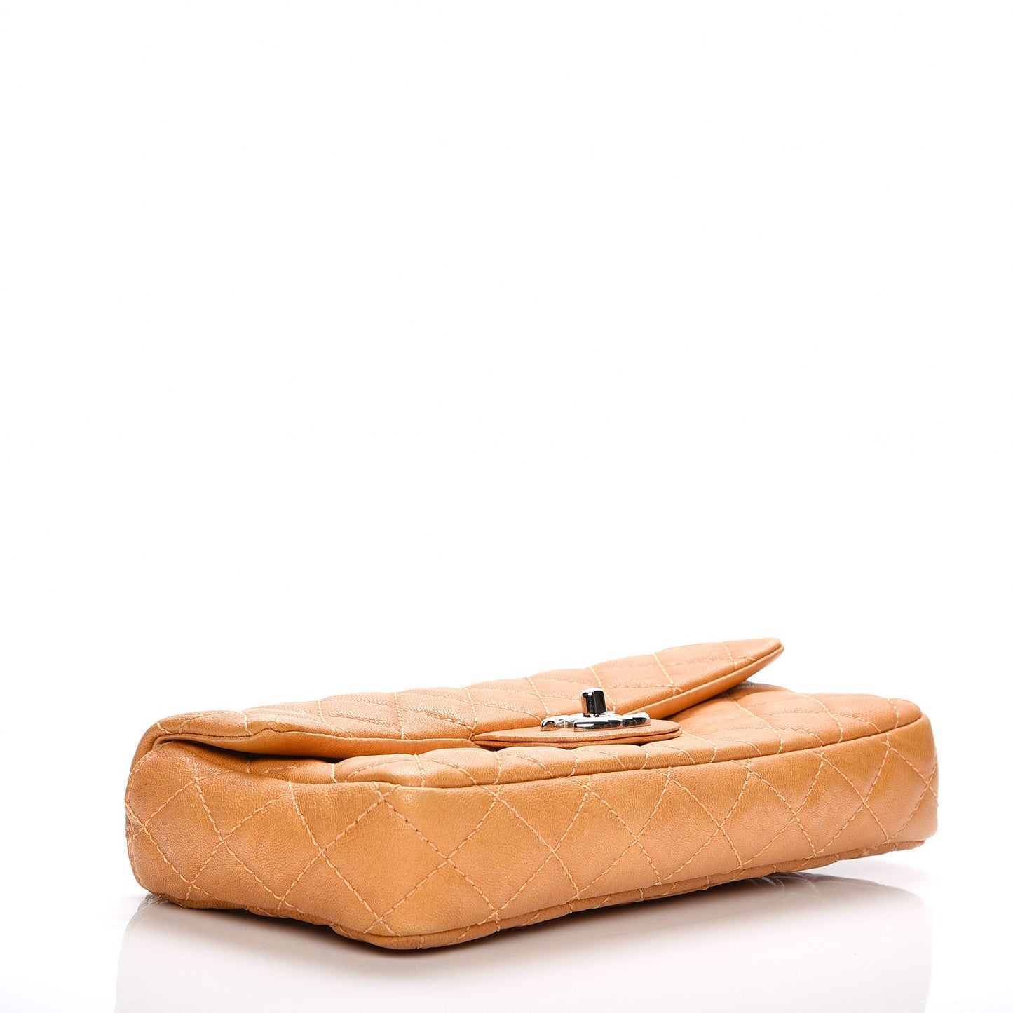 Lambskin Quilted East West Flap Beige