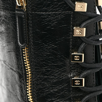 Chanel Calfskin Lace Up Combat Boots 41 Black 10 of 11