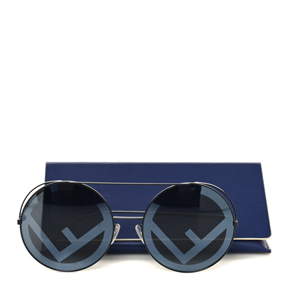Fendi Metal F is Fendi Printed Run Away Round Frame Sunglasses FF 0285/S Black 7 of 7