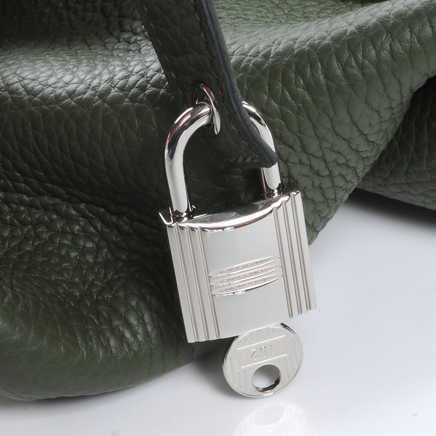 Hermes Taurillon Clemence Picotin Lock GM Vert Canopee 5 of 8