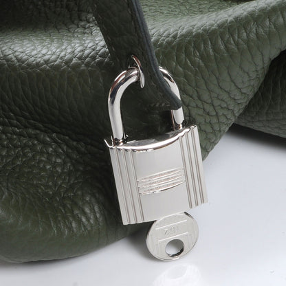 Hermes Taurillon Clemence Picotin Lock GM Vert Canopee 5 of 8