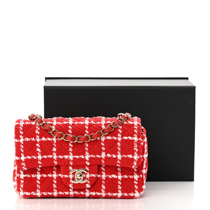 Chanel Tweed Quilted Mini Rectangular Flap White Red 12 of 12