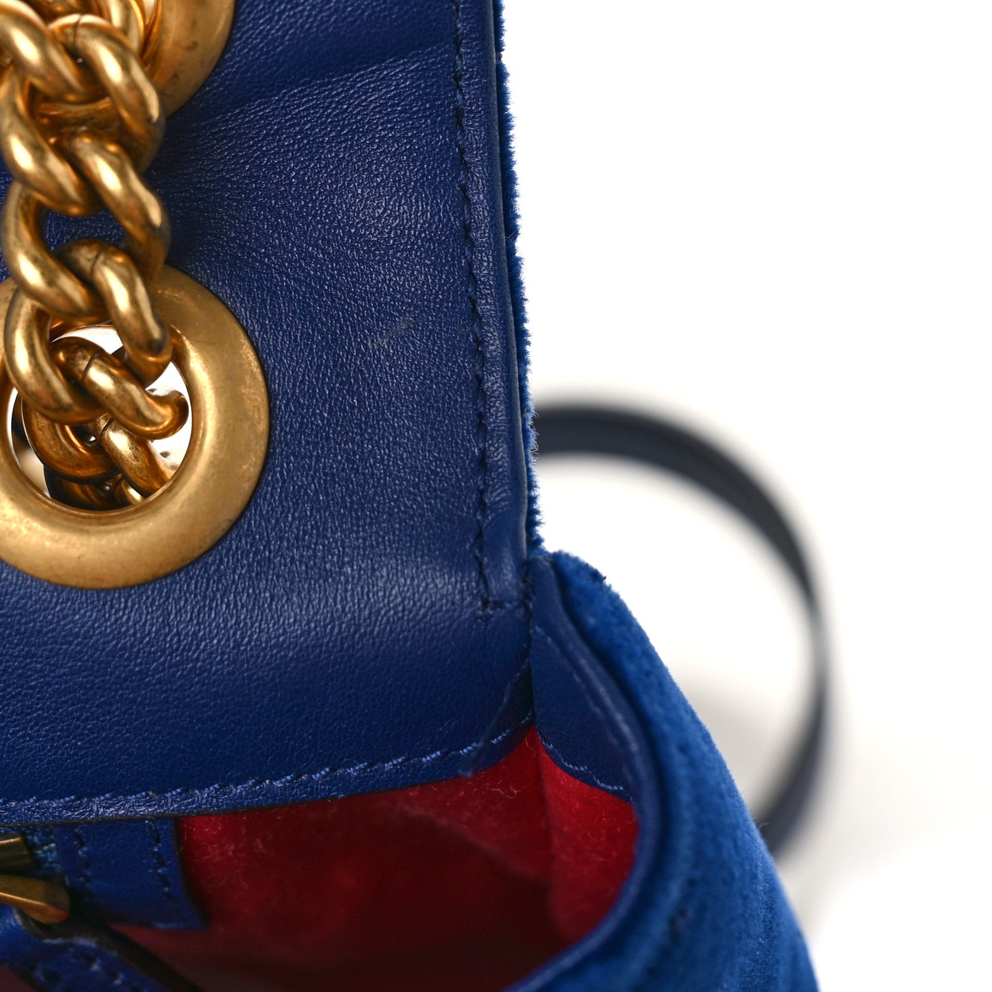 Velvet Matelasse Modern Embroidered Medium GG Marmont Shoulder Bag Cobalt