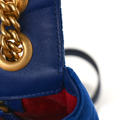Gucci Velvet Matelasse Modern Embroidered Medium GG Marmont Shoulder Bag Cobalt 12 of 12