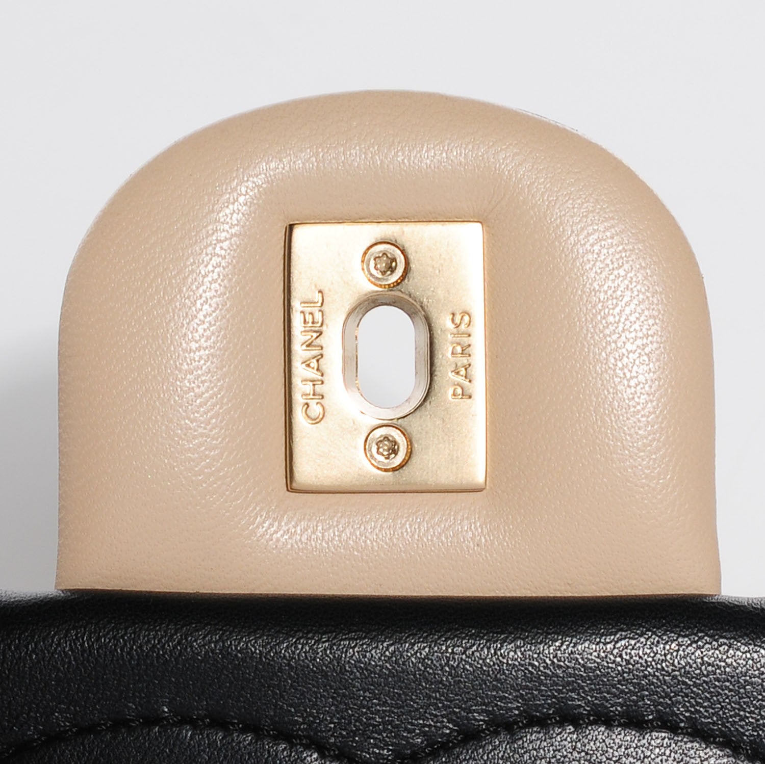 Chanel Lambskin Quilted Medium Graphic Flap Beige Black 6 of 9