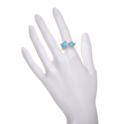 David Yurman 18K Yellow Gold Diamond Turquoise Chatelaine Bypass Ring 50 5.25 2 of 5