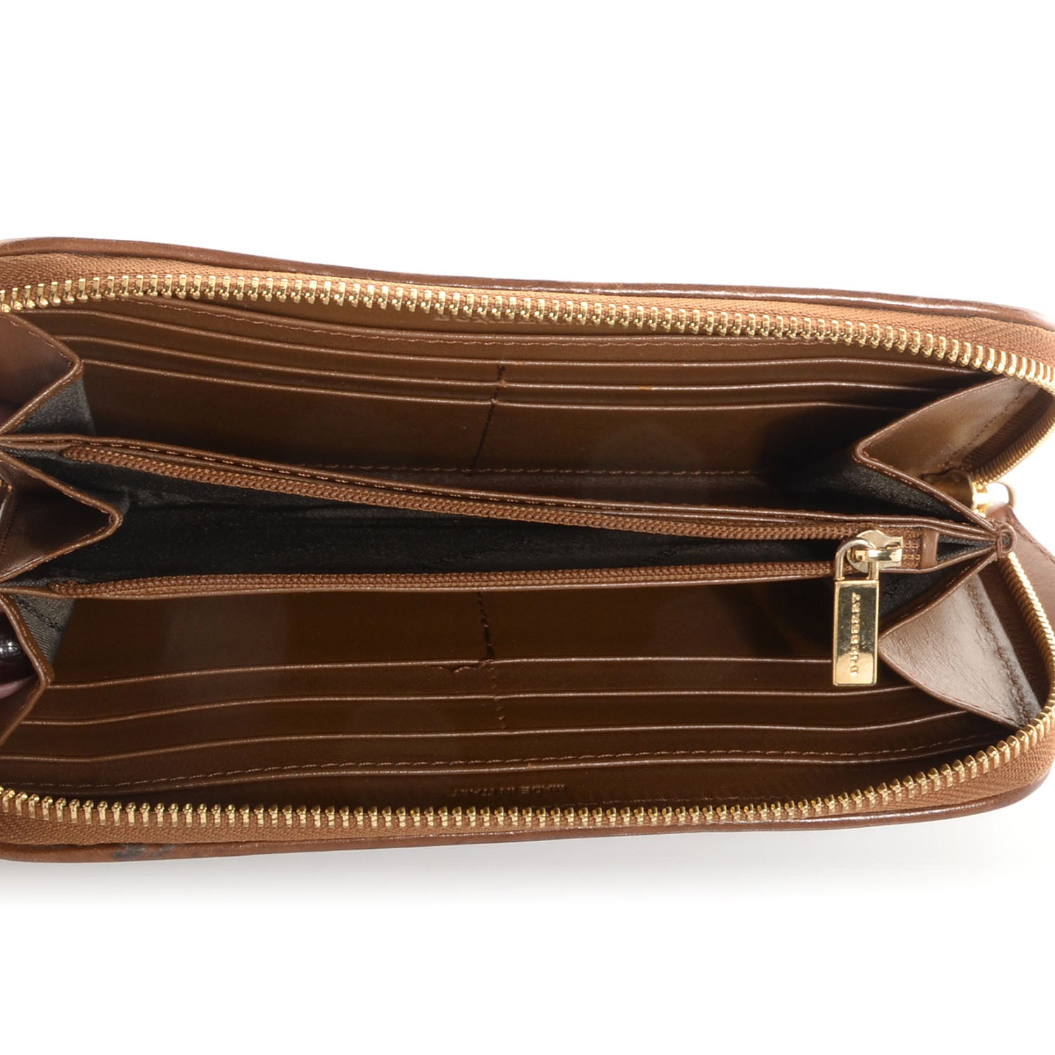 Burberry Stitched Leather Large Ziggy Zip Around Wallet Toffee 5 of 8