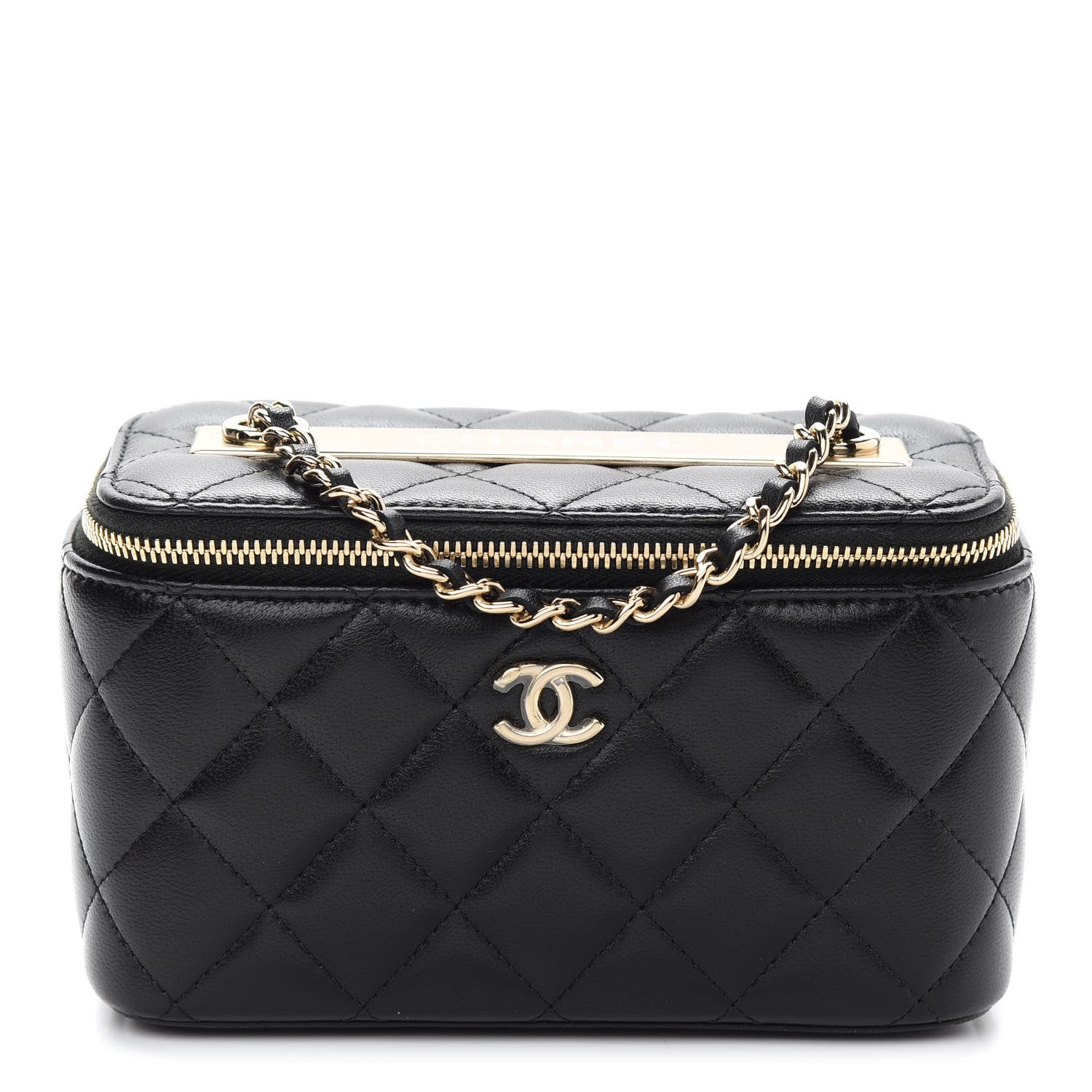 Chanel Lambskin Quilted Trendy Small Vanity Case With Chain Black 1 of 9